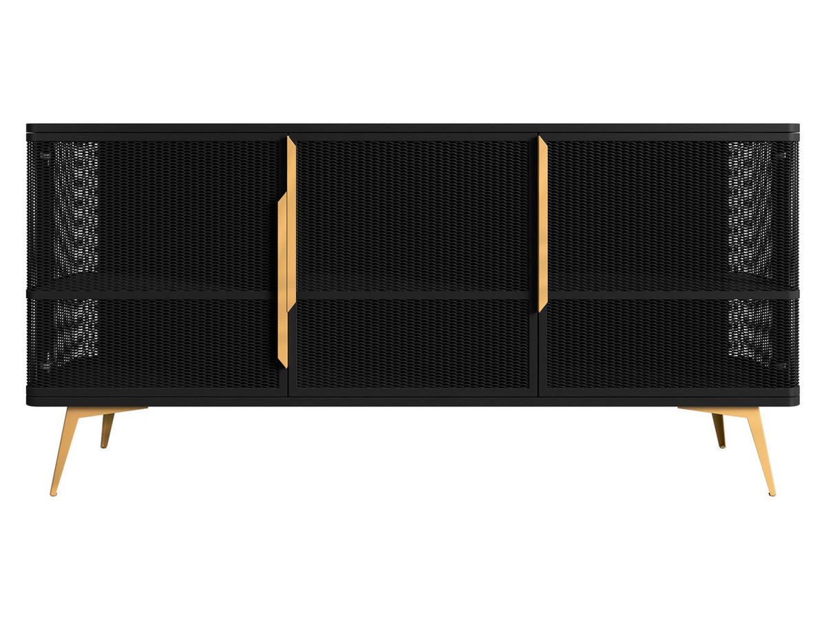 SIDEBOARD Modera 3 - Goldfarben/Schwarz, Holzwerkstoff/Metall (180/85/40cm) - MIRJAN24
