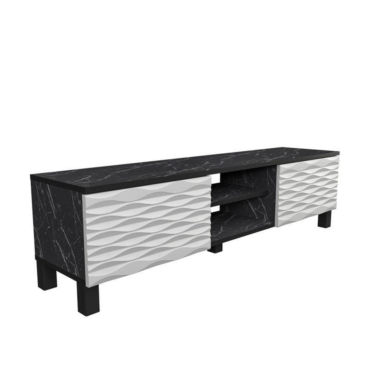 TV-ELEMENT Lukas Schwarzer Marmor Weiß - Schwarz/Weiß, Holzwerkstoff (150/40.3/35cm) - Decorotika