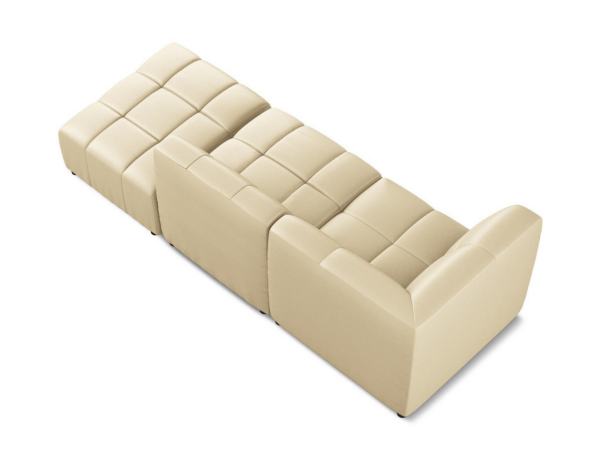 ECKSOFA Rechts Kunstleder Beige - Beige/Schwarz, Holzwerkstoff/Kunststoff (240/90cm) - Makamii