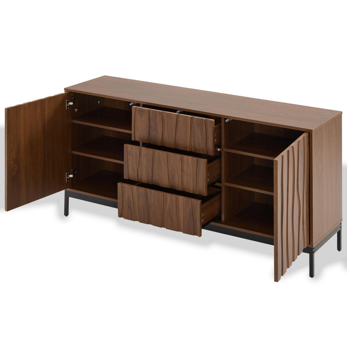 SIDEBOARD 150/40/80 cm dunkelbraun aus MDF mit verstellbaren Einlegeböden - Naturfarben, Holzwerkstoff (150/80/40cm) - OKWISH