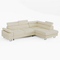 ECKSOFA CAROLINE Rechts Creme Velours-Stoff mit Schlaffunktion und Bettkasten - Chromfarben/Creme, Textil (253/190cm) - Barchello