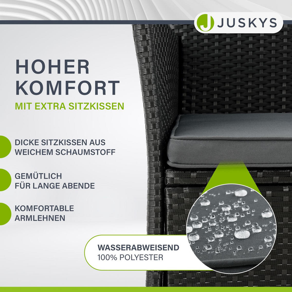 GARTENBANK Monaco grau-meliert - Schwarz, Kunststoff/Metall (133/84/63cm) - Juskys