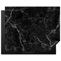 HERDABDECKPLATTE Marmor - Schwarz - Weiß - Textur - Marmoroptik 65x52 cm - Silberfarben, Kunststoff (65/0.2/52cm) - MuchoWow