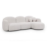 ECKSOFA Nuvola mit abgerundetem Design Schwarz Bouclé-Stoff - Ottomane Rechts - Schwarz/Weiß, Holz/Kunststoff (268/146cm) - S-Style Möbel