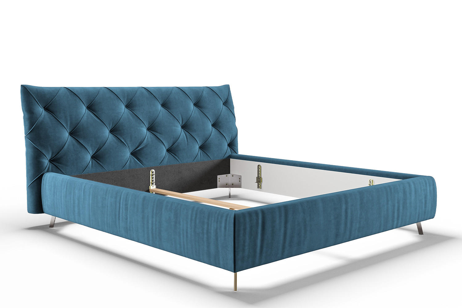POLSTERBETT ANNY Petrol Massivholz - Petrol, Textil (180/200cm) - KAWOLA