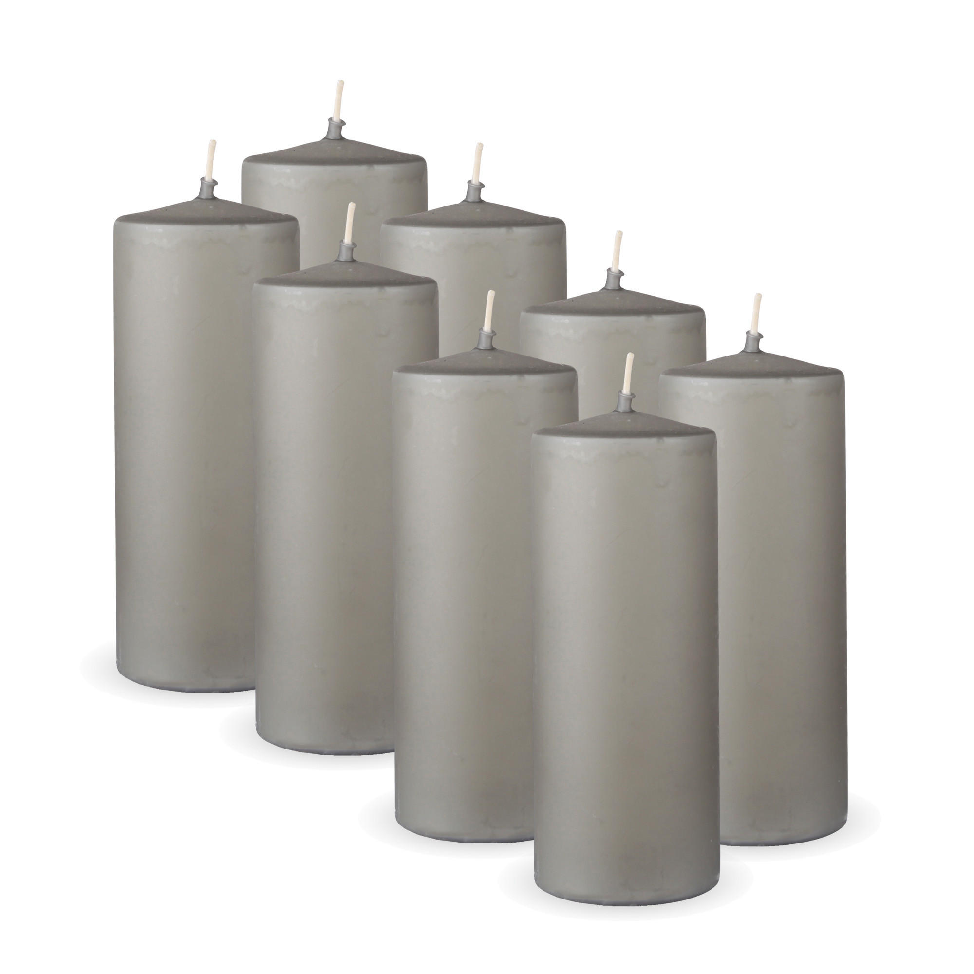STUMPENKERZEN 8er Pack "Hellgrau", Größe Ø7cm x Höhe: 16 cm - Hellgrau, Naturmaterialien (7/16cm) - Bestlivings