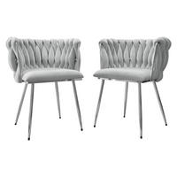 STUHL 2er-Set Muz DC-1142/CM (2 Stück in Samt) - Chromfarben/Grau, Textil/Metall (50/76/52cm) - MIRJAN24