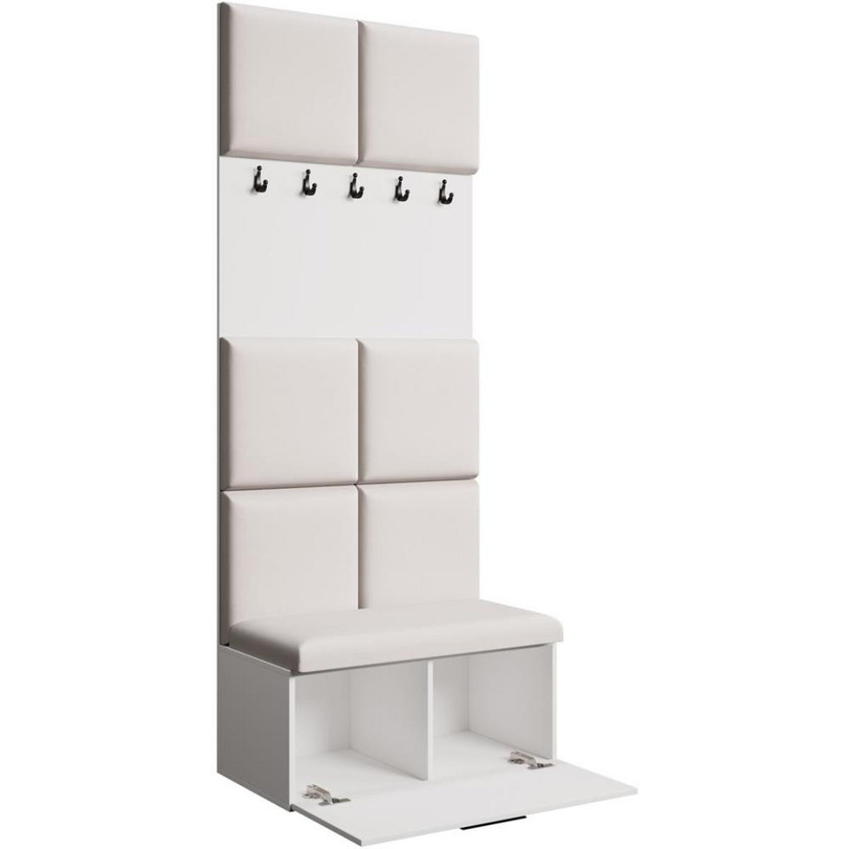 GARDEROBE Margaret I 81/203/43 gepolsterten Paneelen - Beige/Schwarz, Holzwerkstoff/Kunststoff (81/203/43cm) - Beautysofa