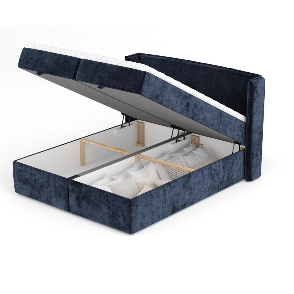 Thumbnail - Maison de Reve Boxbett, Dunkelblau, Textil, Buche, Kiefer, H3, Höhe ca. 20 cm, 200x200 cm, Oeko-Tex® Standard 100, FSC 1...