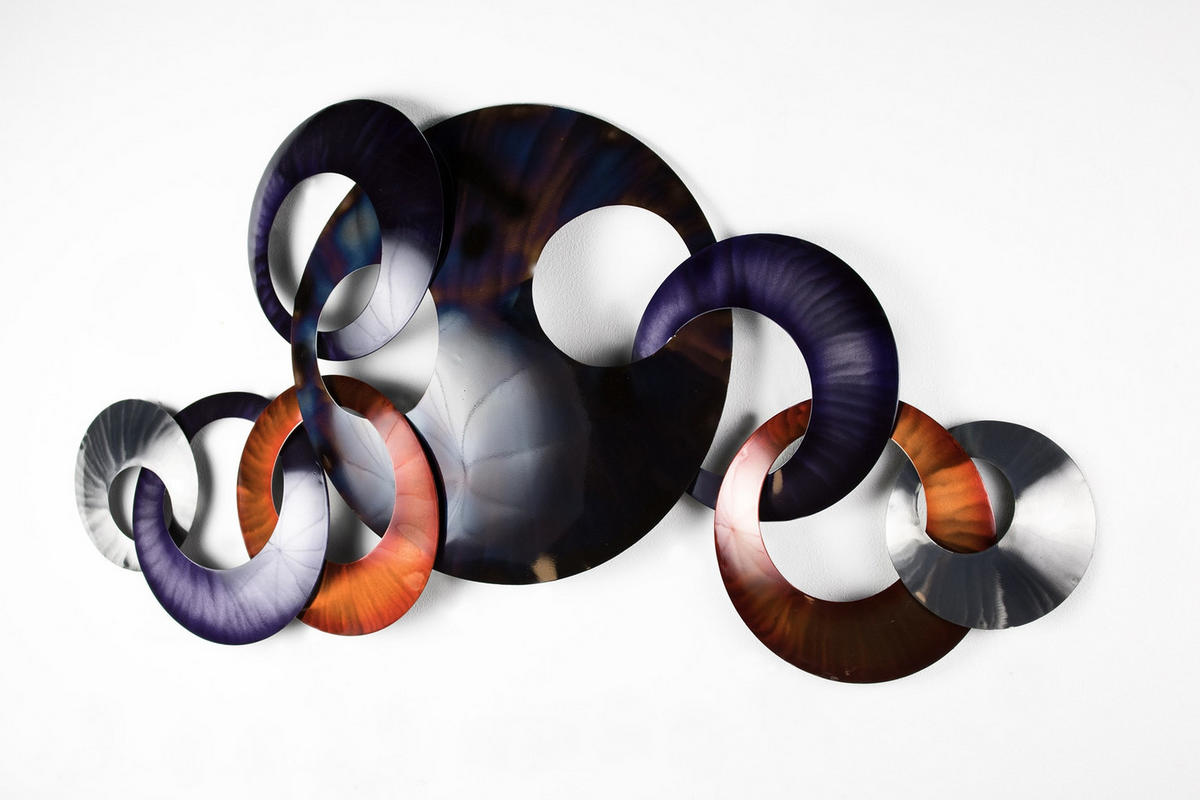 WANDDEKO Kupfer 125/65 cm - Blau/Kupferfarben, Metall (3.42/65/8cm) - KUNSTLOFT