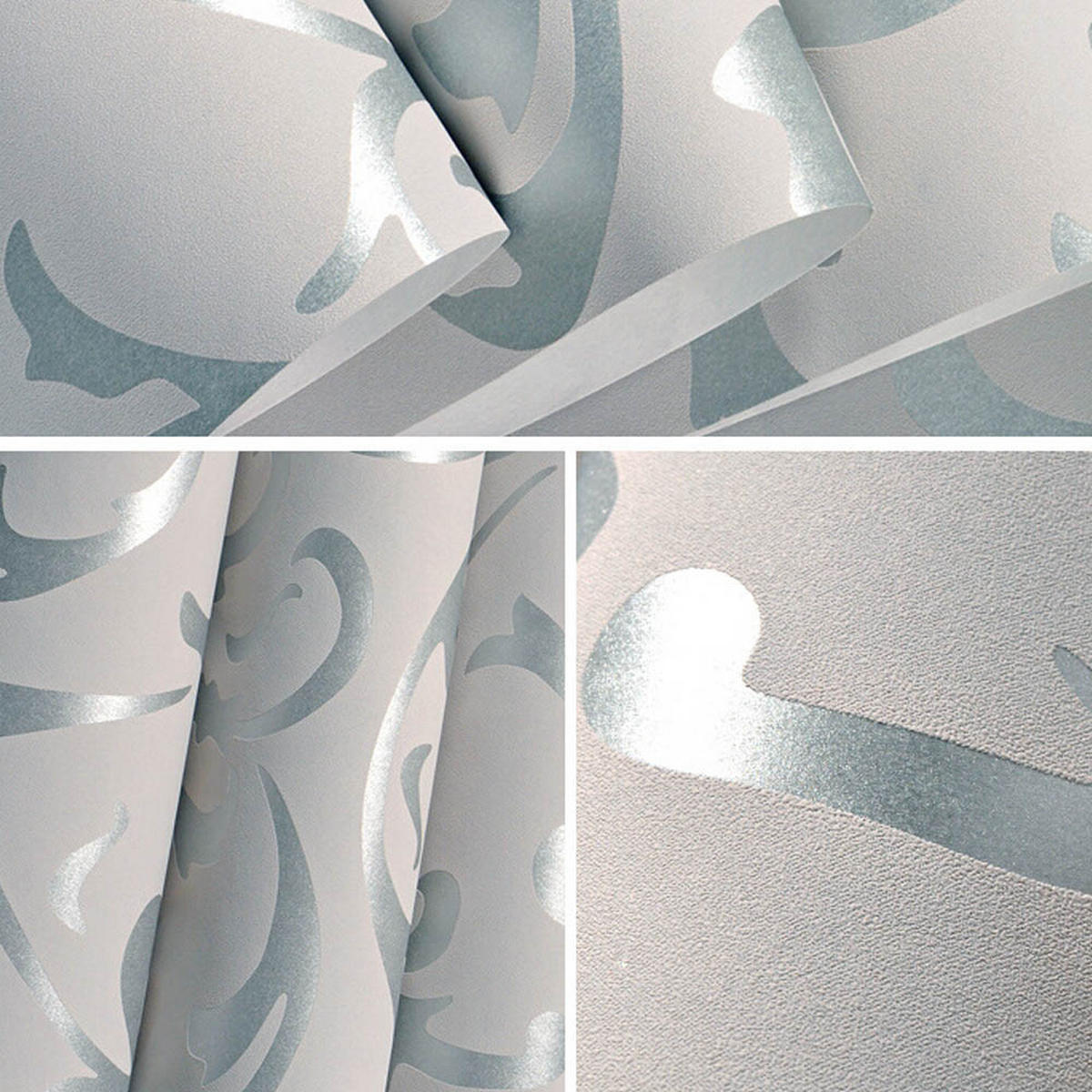 VLIESTAPETE 5m²/950 x 53 cm Silbergrau - Silberfarben, Naturmaterialien (950/53cm) - Livingandhome
