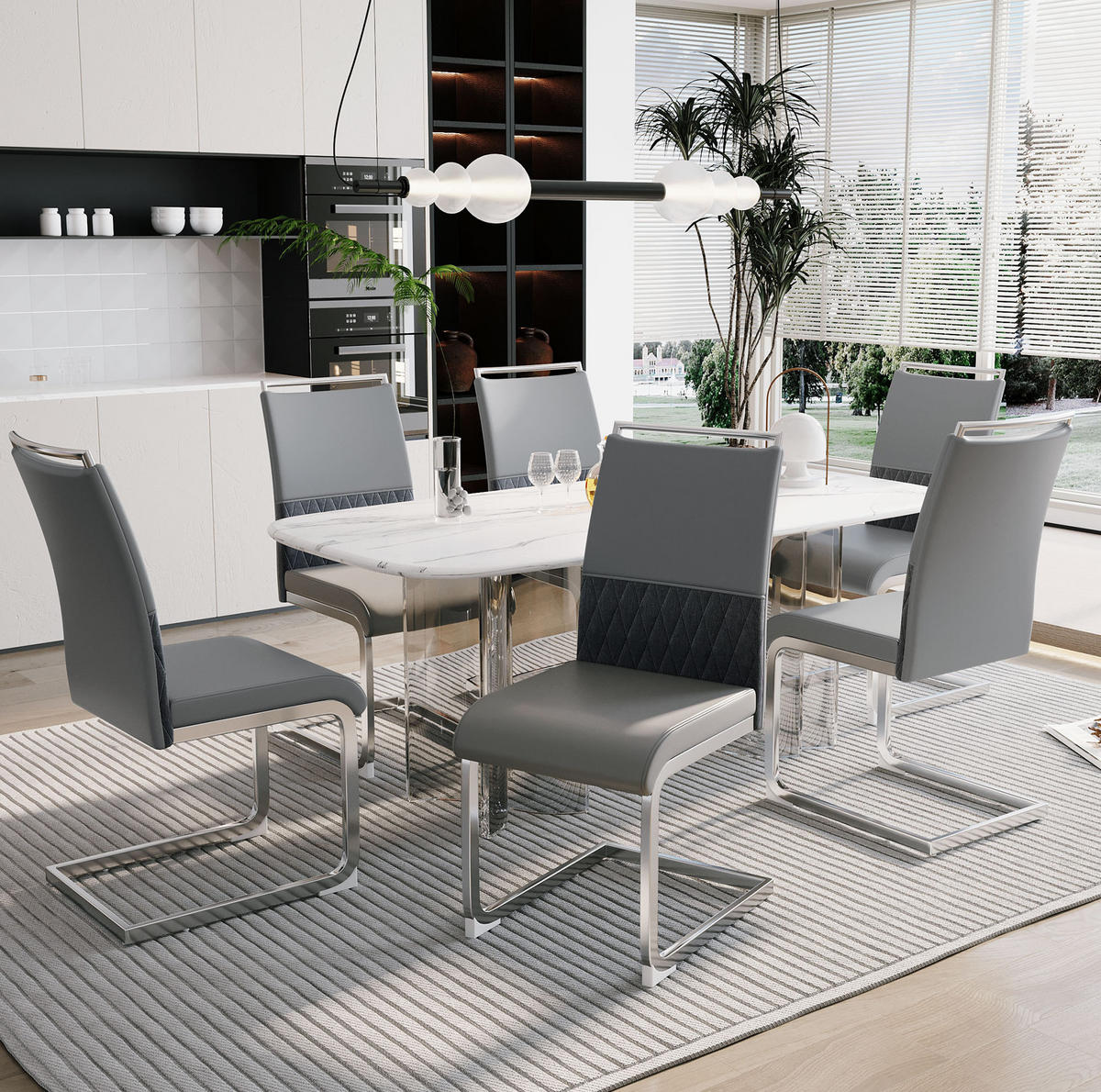ESSZIMMERSTUHL 6er-Set ergonomisch Sitzfläche 42 x 45 cm Grau - Grau, Metall (42/95/48.2cm) - Meubliv