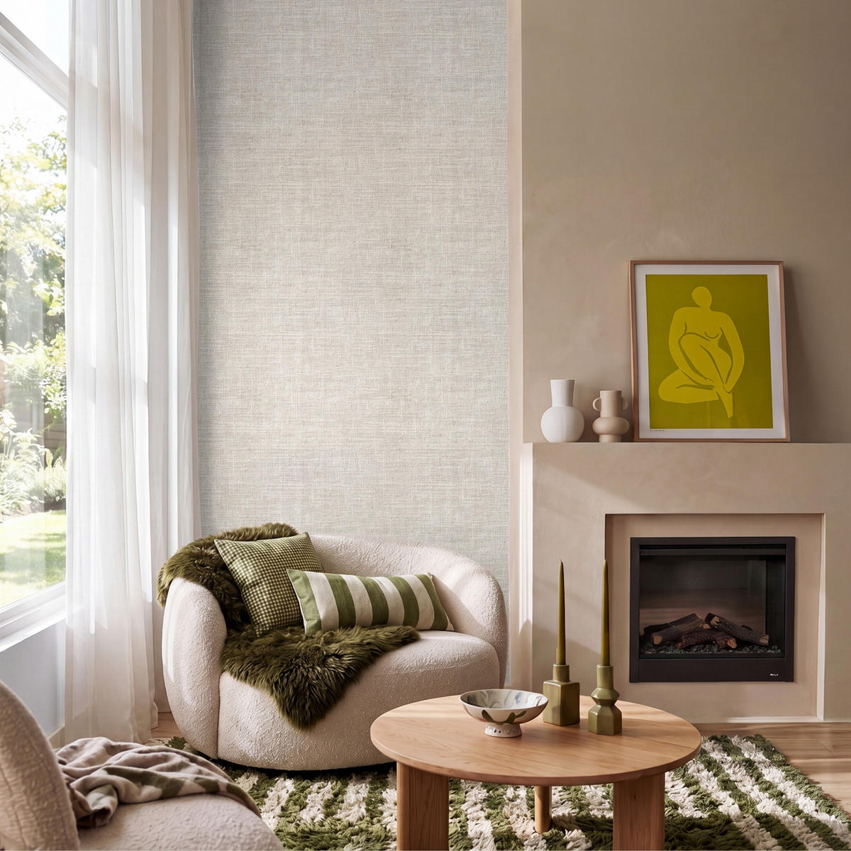 TAPETE - Leinen - Textur - Beige - 100x200 cm - Creme, Papier (100/200cm) - OnlyWow