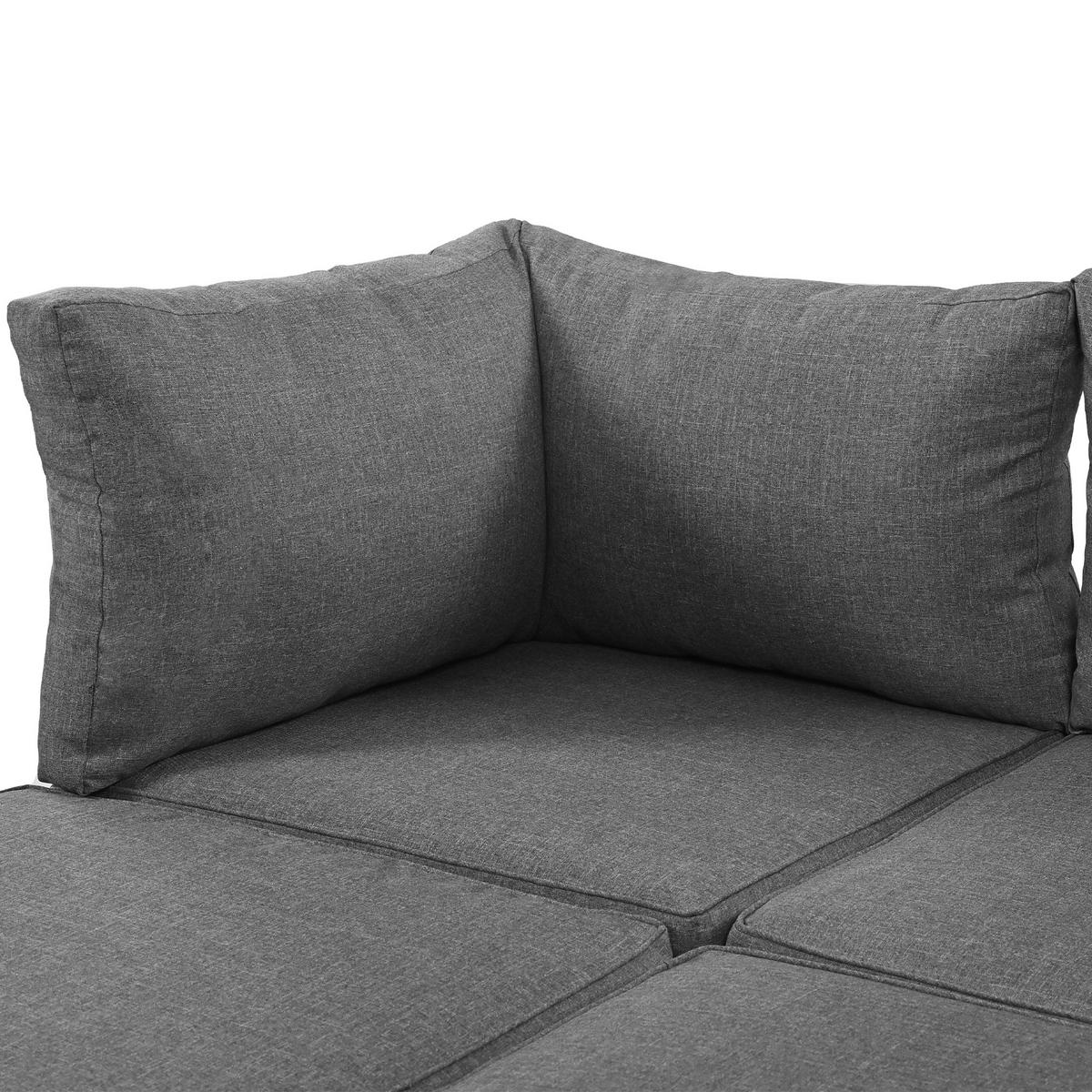 LOUNGESET Akazie Grau 2x Zweisitzer 2x Beistelltische 1x Tisch - Grau, Metall - FLIEKS