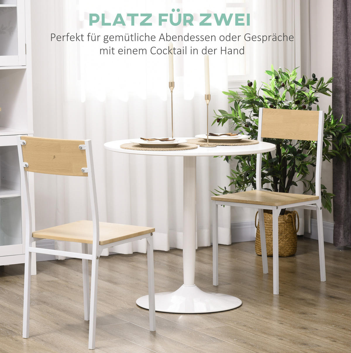 JEDÁLENSKÝ stôl 70/70/75 cm biely priestorovo úsporný z MDF s protišmykovou podstavou - biela, kompozitné drevo (70/70/75cm) - OKWISH