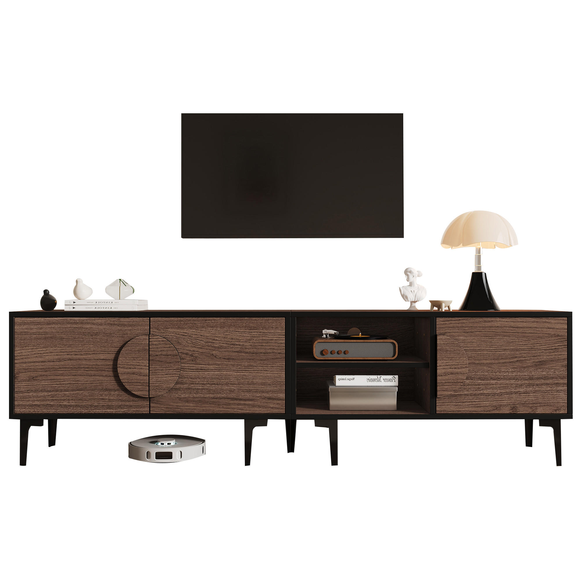 TV-BOARD 180x35x49Cm 2 Türen Walnuss 80 Zoll - Trüffeleichefarben/Naturfarben, Holzwerkstoff (35/49/180cm) - FLIEKS