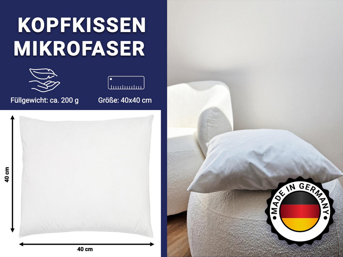 KISSEN, 40x40 cm, 65% Polyester, 35% Baumwolle, Weiß - Weiß, Textil (40/40cm) - Zollner
