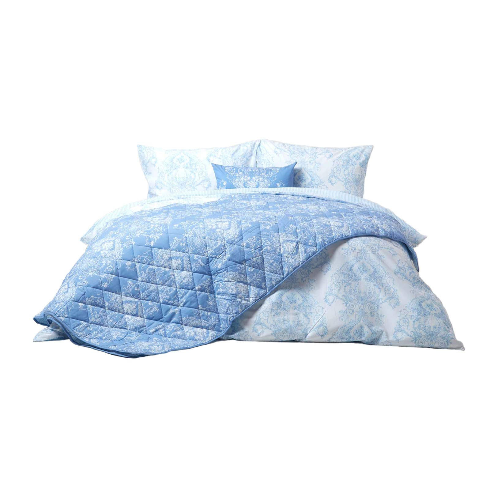 TAGESDECKE Toile-De-Jouy 200/200 cm - Blau, Textil (200/200cm) - Homescapes