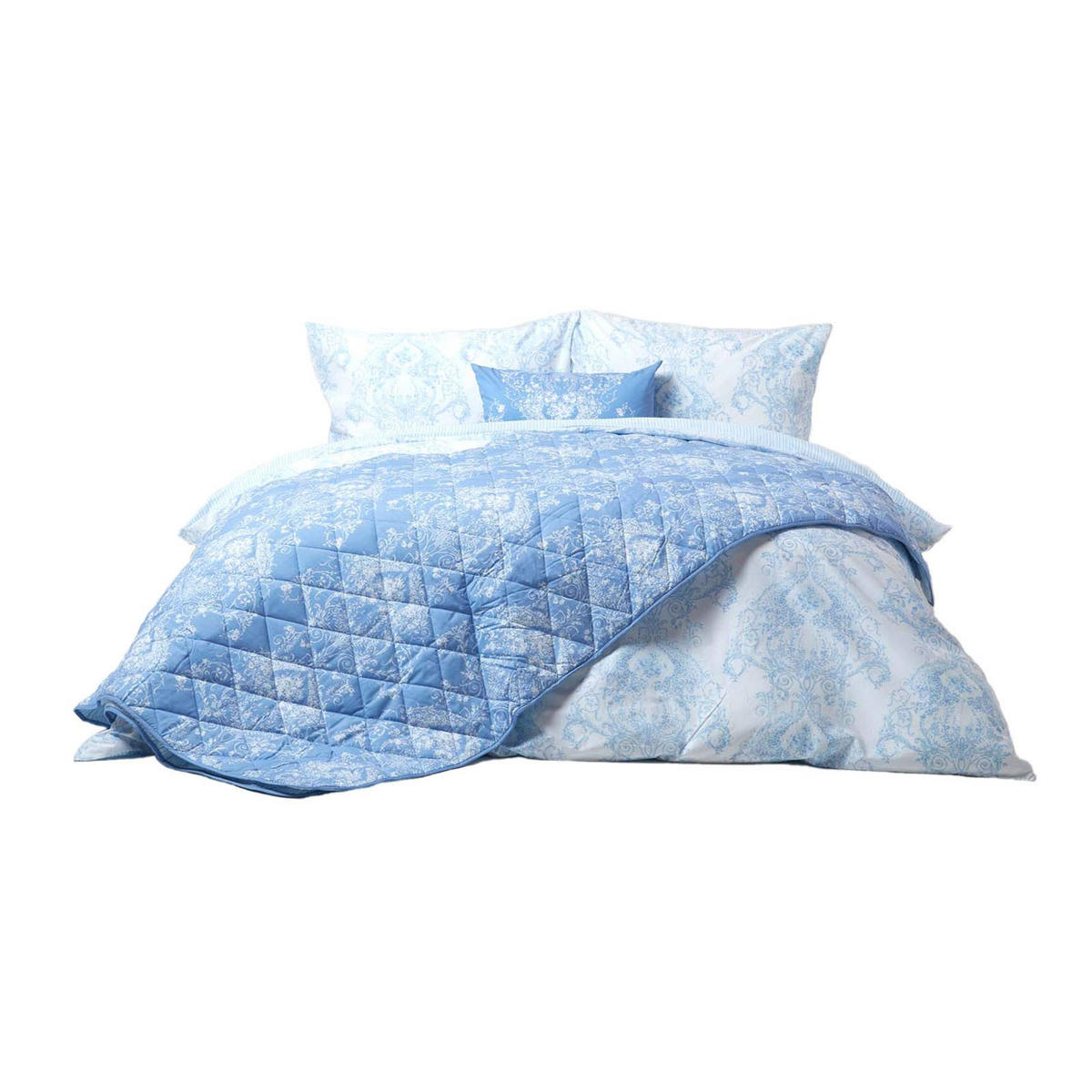 TAGESDECKE Toile-De-Jouy 200/200 cm - Blau, Textil (200/200cm) - Homescapes