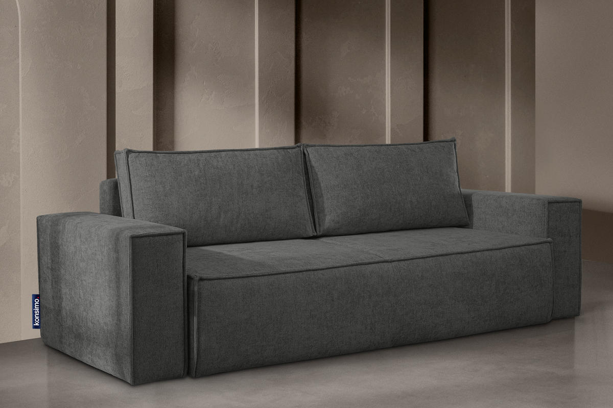3-SITZER-SOFA NAPI II mit Schlaffunktion, silber - Silberfarben, Textil (244/89/101cm) - KONSIMO®