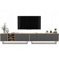 TV-SCHRANK 2-er Set Apollo Eiche wotan Graphit Matt 150 cm - Graphitfarben/Schwarz, Holzwerkstoff/Metall (300/53/35cm) - Meble Lindner