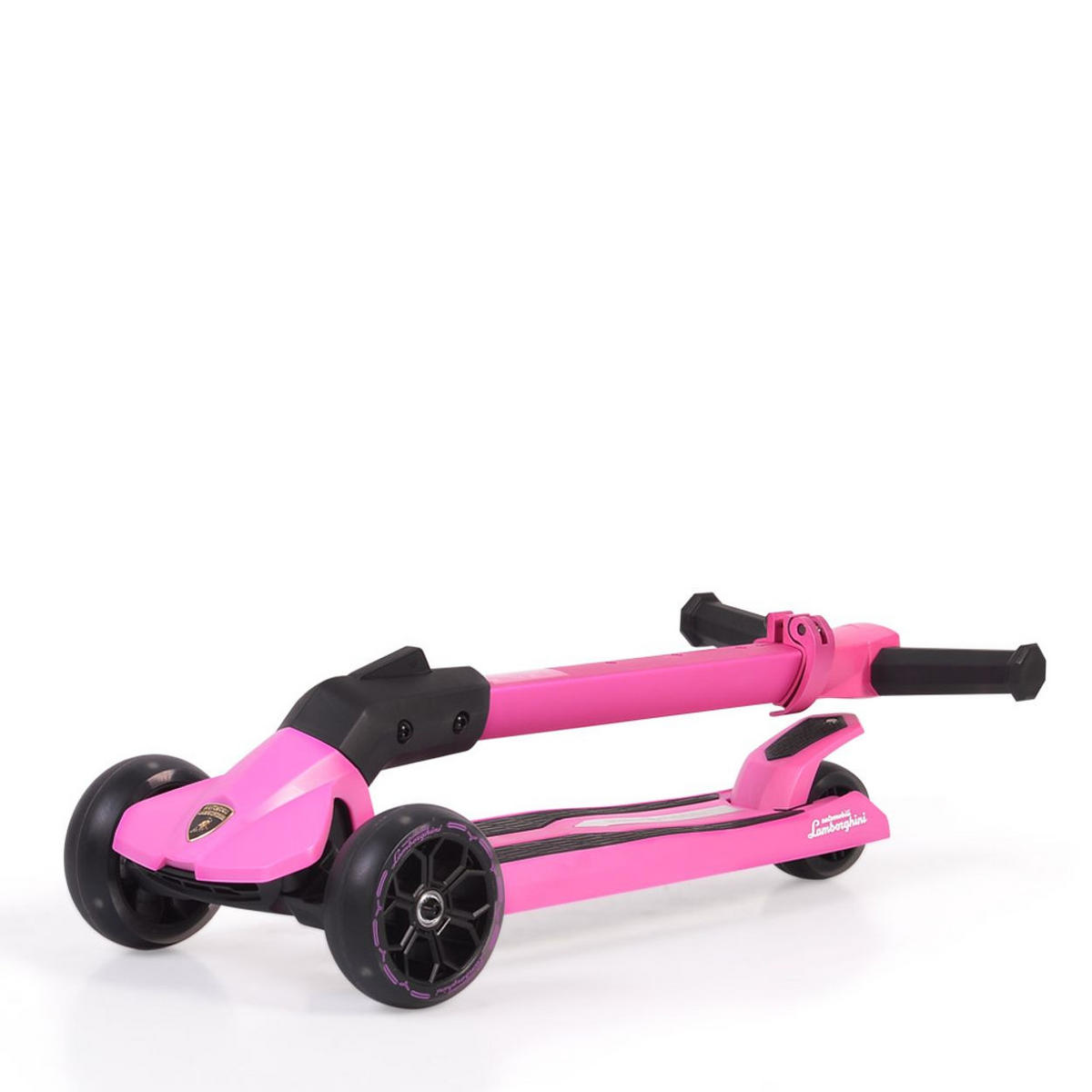 KINDERROLLER Lamborghini pink klappbar PU-Räder ABEC-7 LED-Räder Bremse - Rosa, Metall (59/30/82cm)