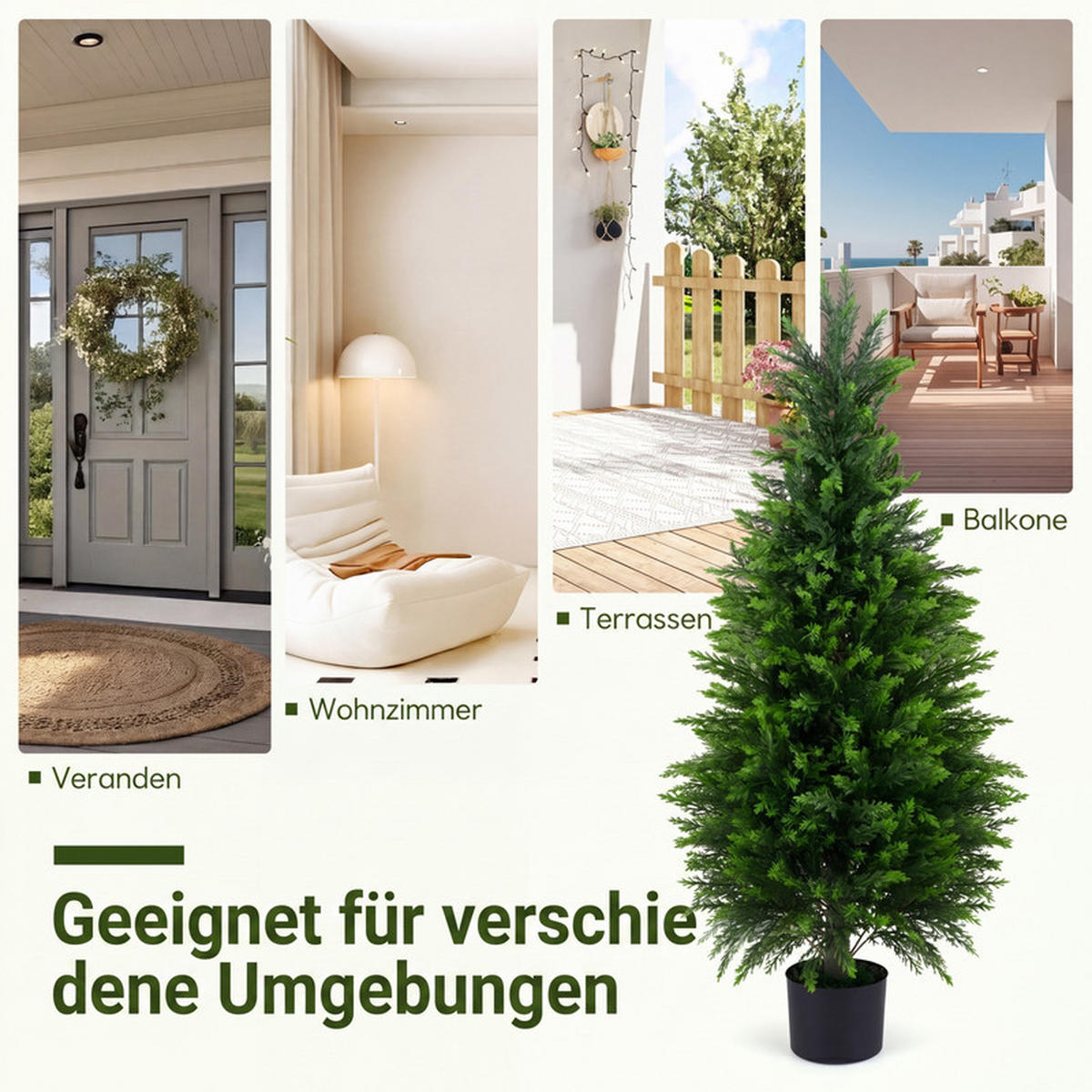KÜNSTLICHER ZEDERNBAUM mit Topf grün(2er-Set) - Grün, Kunststoff (120cm) - COSTWAY