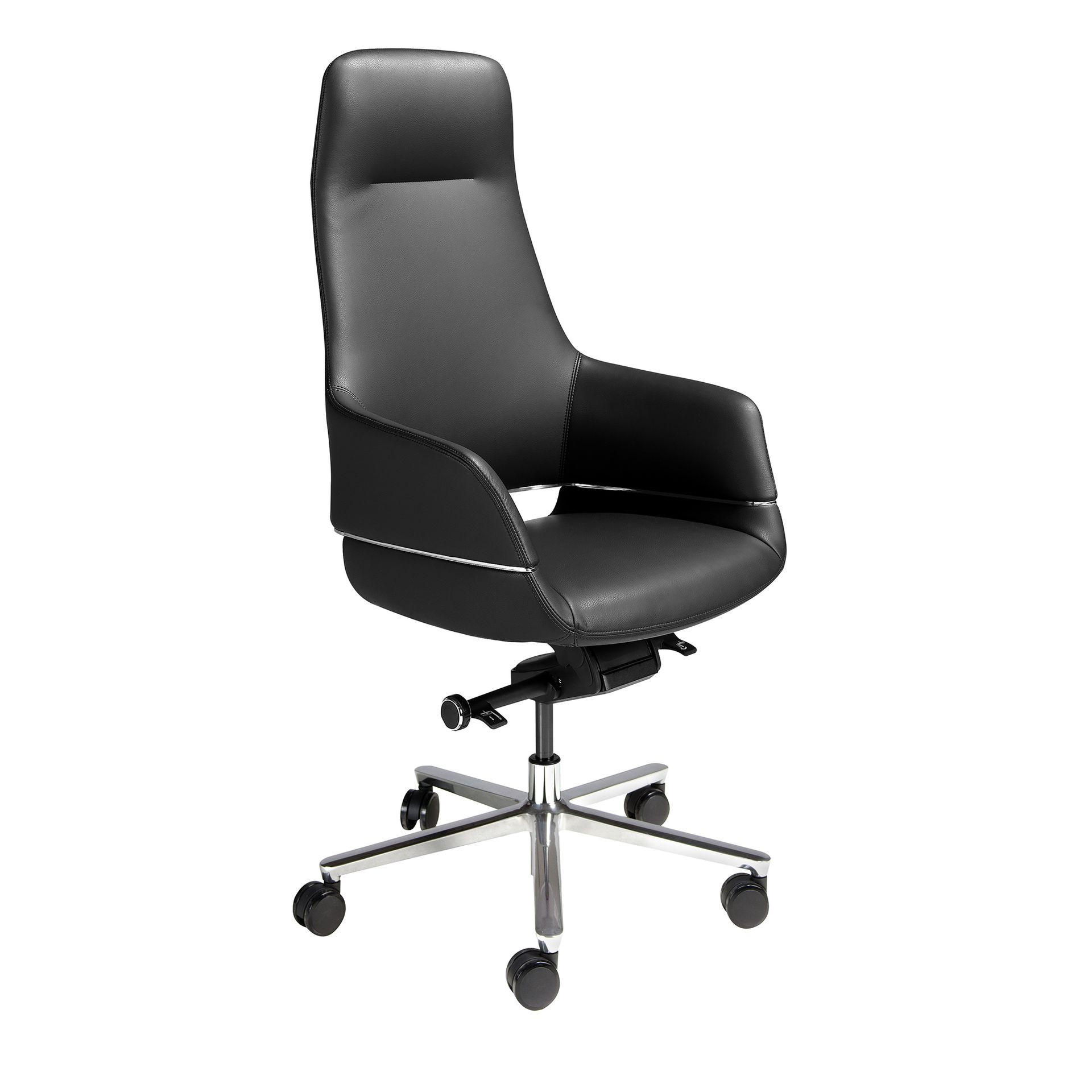 CHEFSESSEL Drehbarer aus schwarzem Kunstleder 66/62/123 cm - Silberfarben/Schwarz, Leder/Textil (66/123/62cm) - ANGEL CERDA