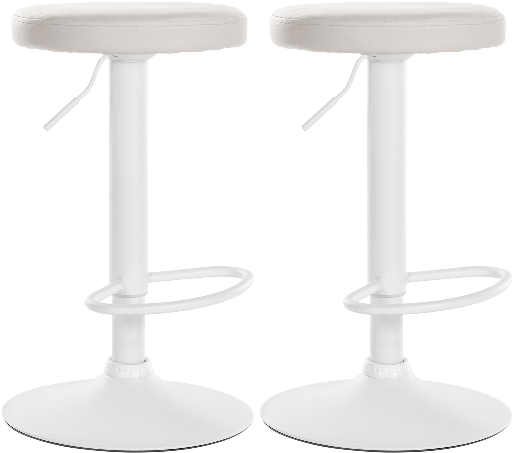 BARHOCKER 2er Set Lederlook weiß - Weiß, Textil/Metall (38.5/60/38.5cm) - CLP