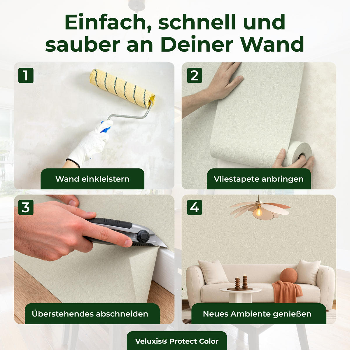 PROTECT Tapete Hellgrün 1x10,05x0,53m - Grün, Papier (0.53/0.1cm)