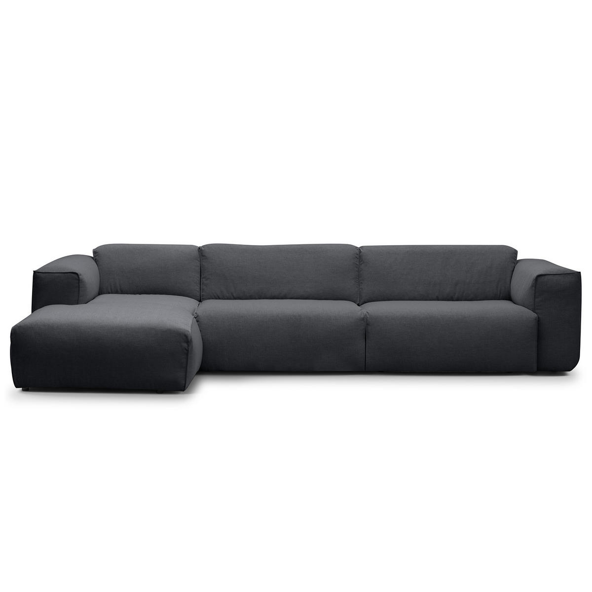 3-SITZER ECKSOFA mit Longchair - Schwarz/Grau, Kunststoff/Textil (317/173cm) - home24