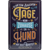 BLECHSCHILD 20/30 cm PfotenSchild Wenn Zuhause ein Hund wartet - Multicolor, Metall (20/30/0.2cm) - Nostalgic-Art