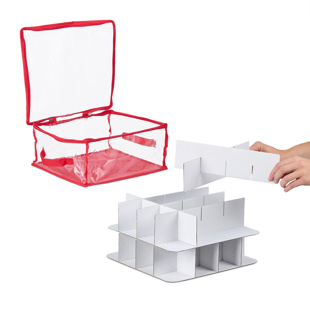 3XWEIHNACHTSKUGEL-AUFBEWAHRUNGSBOX - Multicolor, Papier/Kunststoff (32/16/32cm) - Relaxdays