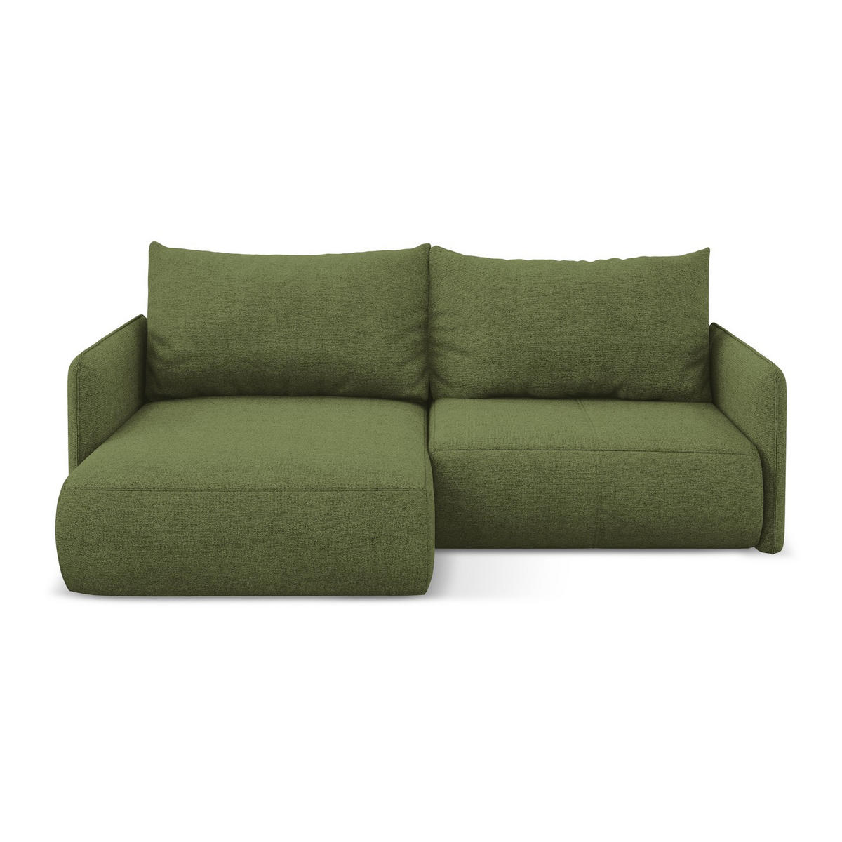 ECKSOFA mit Schlaffunktion Chenille Stoff Grün - Dunkelgrün/Schwarz, Kunststoff/Textil (148/207cm) - LaMiaSofa