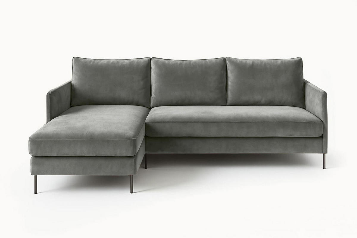 ECKSOFA Belis, Grau, Sofa mit Schlaffunktion - Grau, Holzwerkstoff/Textil (216/155cm) - Bettso