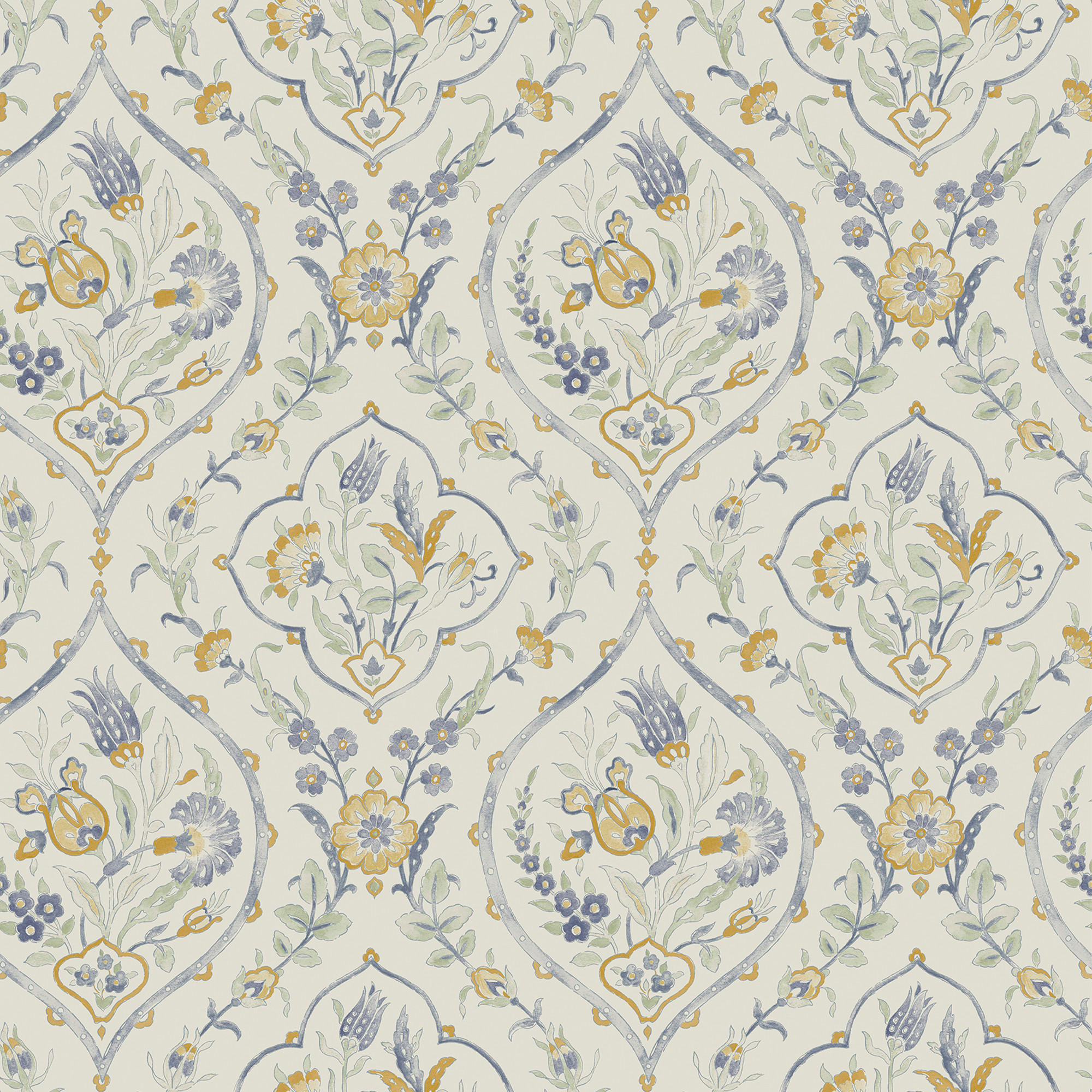 VLIESTAPETE Foscot Damask Pale Ochre Yellow Vliestapete - Gelb, Papier/Kunststoff (52/1000cm) - Graham & Brown