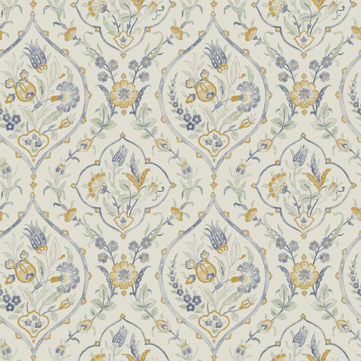 VLIESTAPETE Foscot Damask Pale Ochre Yellow Vliestapete - Gelb, Papier/Kunststoff (52/1000cm) - Graham & Brown