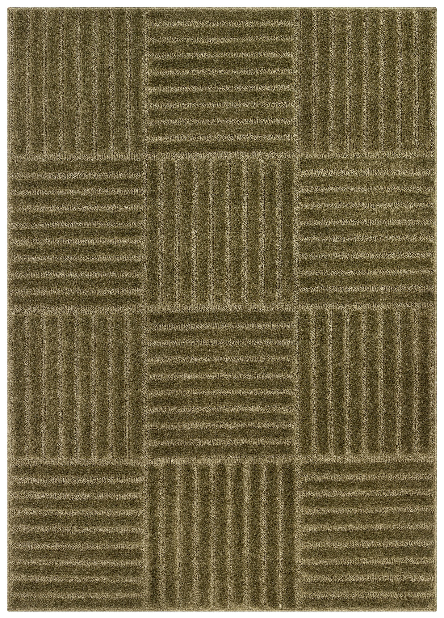 KURZFLORTEPPICH RELIEVO oliv geometrisch 3D-Struktur 160/220 cm - Olivgrün, Textil (160/220cm) - Tapiso