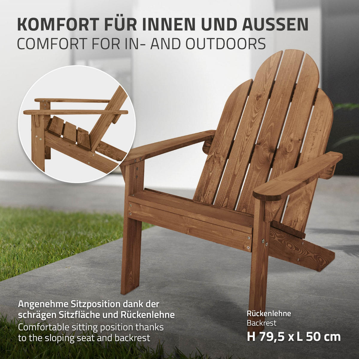 ŽIDLE Lounge dřevo - hnědá, dřevo (89/92.5/70cm) - ML-DESIGN