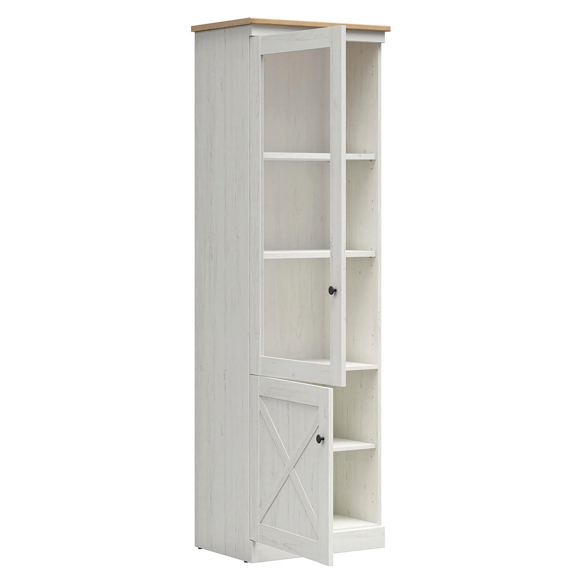 VITRINE Victoria Weiß und Holz - Weiß, Holzwerkstoff (63/201/43cm) - Petits-meubles
