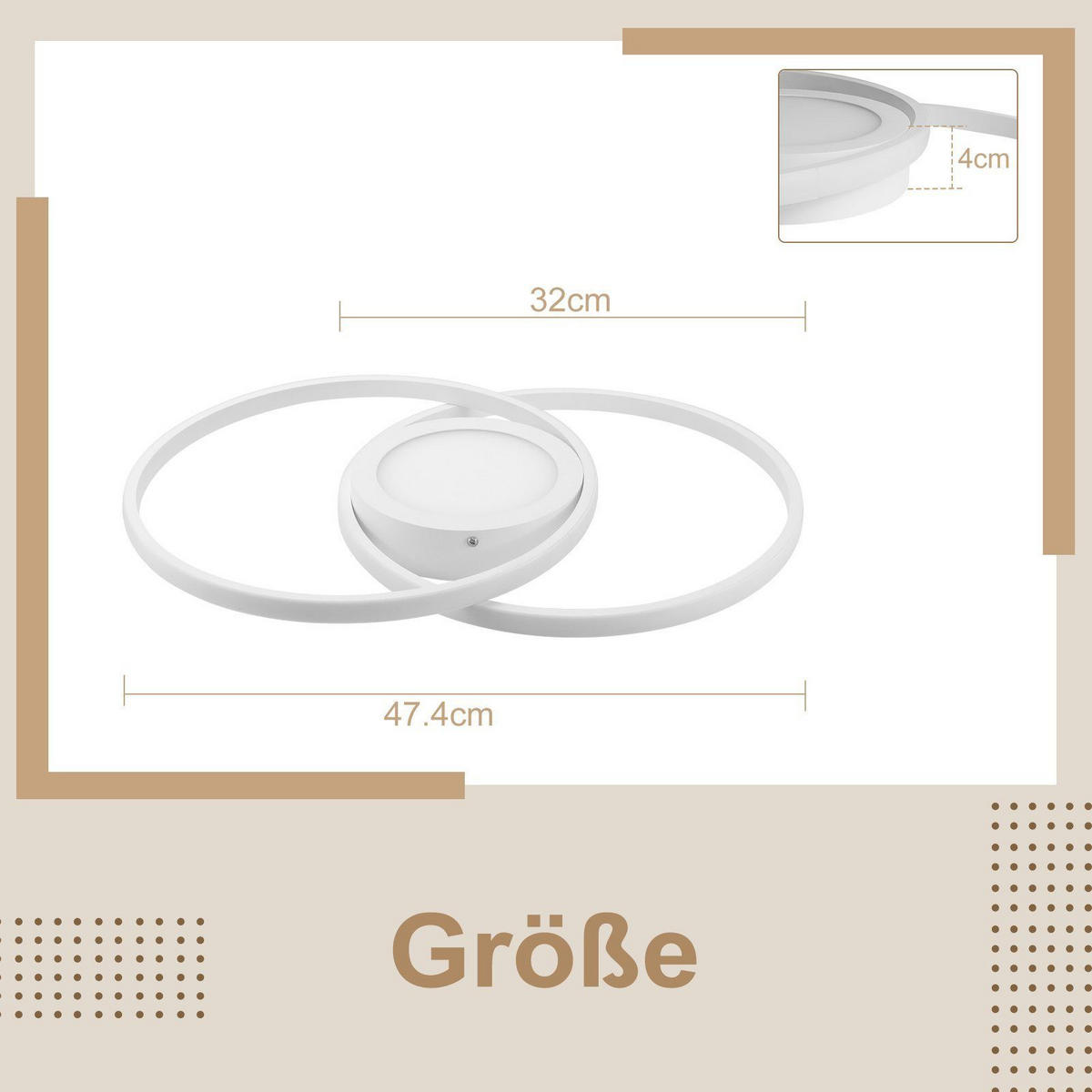 LED-DECKENLEUCHTE Einäugig 47.4/33.2/4 cm - Weiß, Metall (33.2/47.4/4cm) - Nettlife