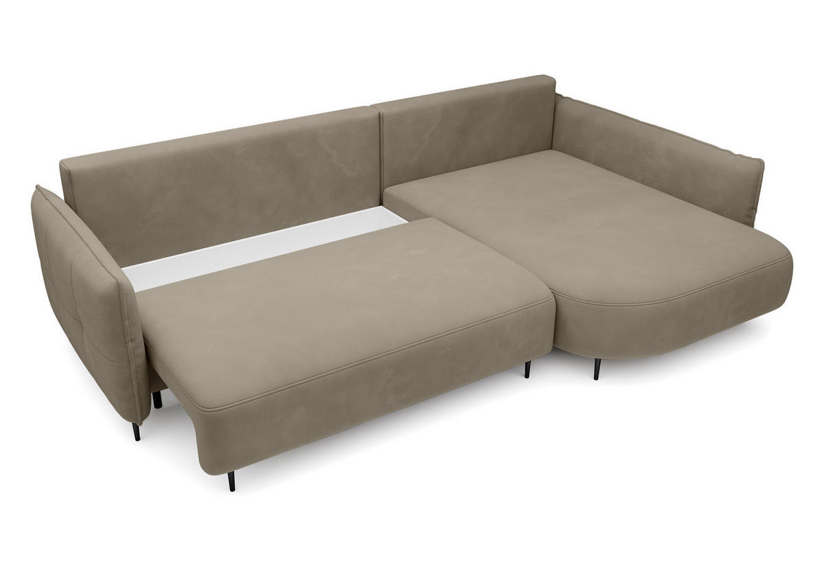 ECKSOFA Oblivio Hellbraun Velours - Hellbraun/Schwarz, Textil/Metall (285/200cm) - Selsey