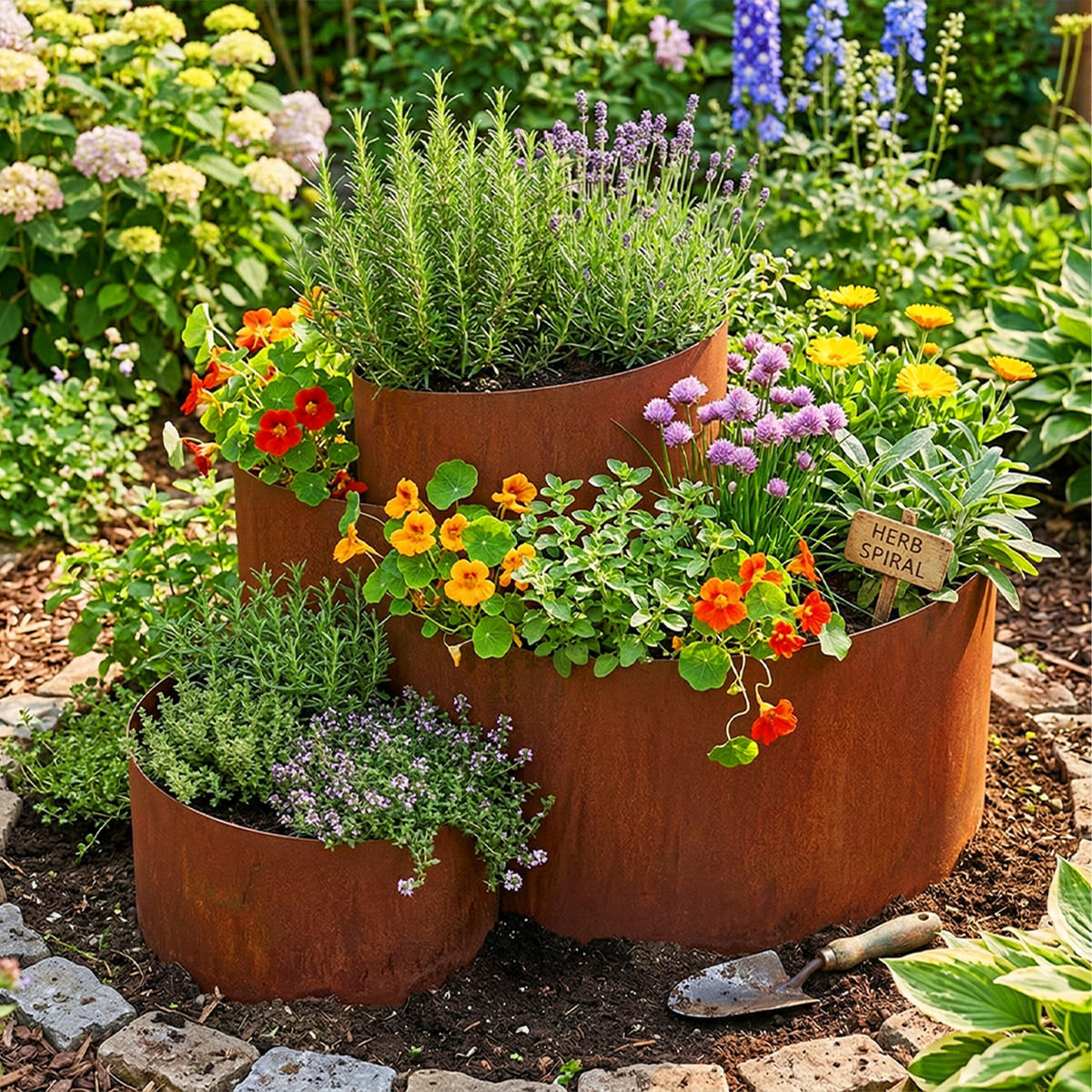 KRÄUTERSPIRALE - Braun, Metall (61/43/41cm) - Relaxdays