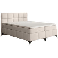 BOXBETT Solido mit Bettkasten 160x200 cm beige - Beige/Schwarz, Textil/Metall (160/200cm) - Beautysofa