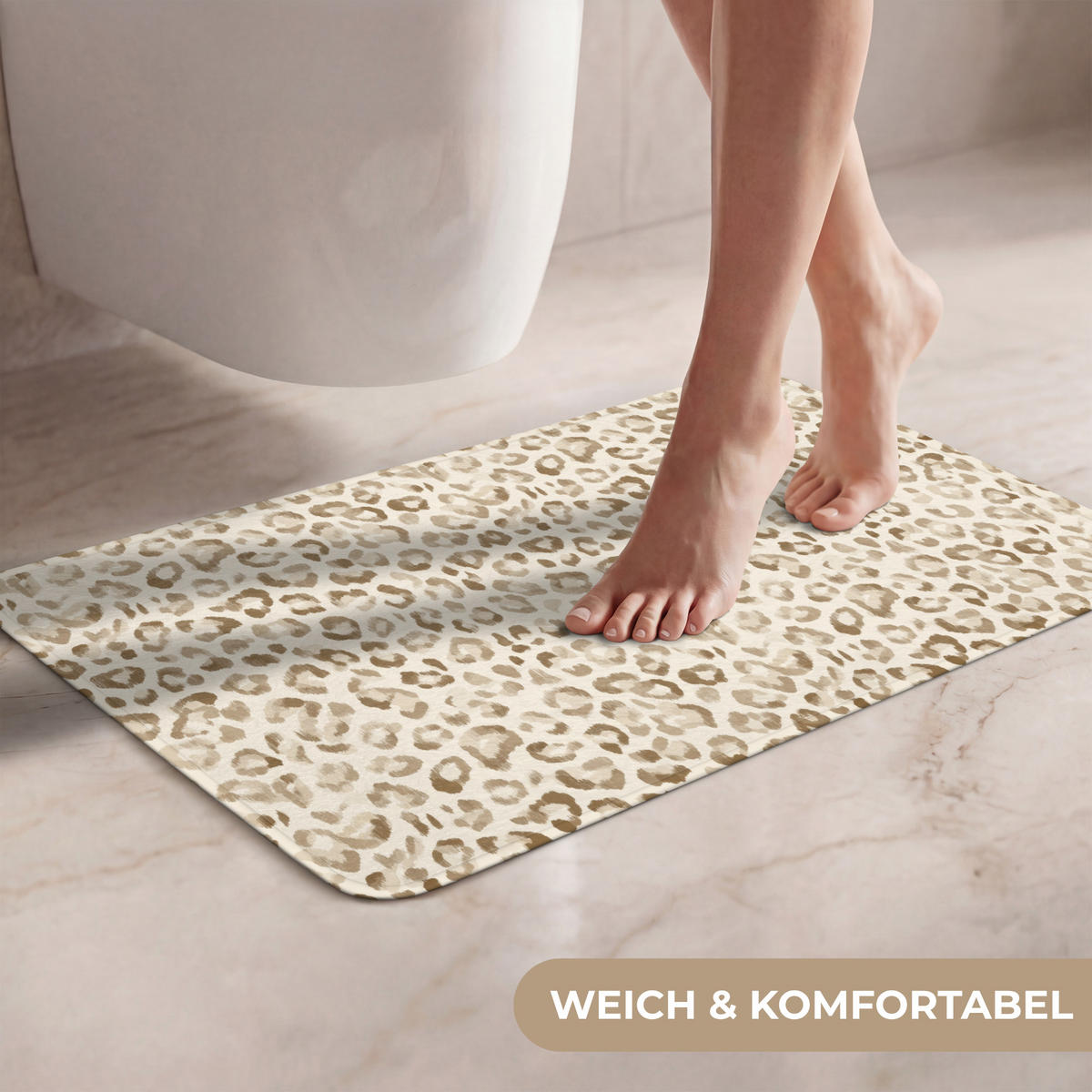 WC PŘEDLOŽKA Leopard - Classic - Béžová 60x40 cm - světle hnědá, textil/plast (60/1cm) - OnlyWow
