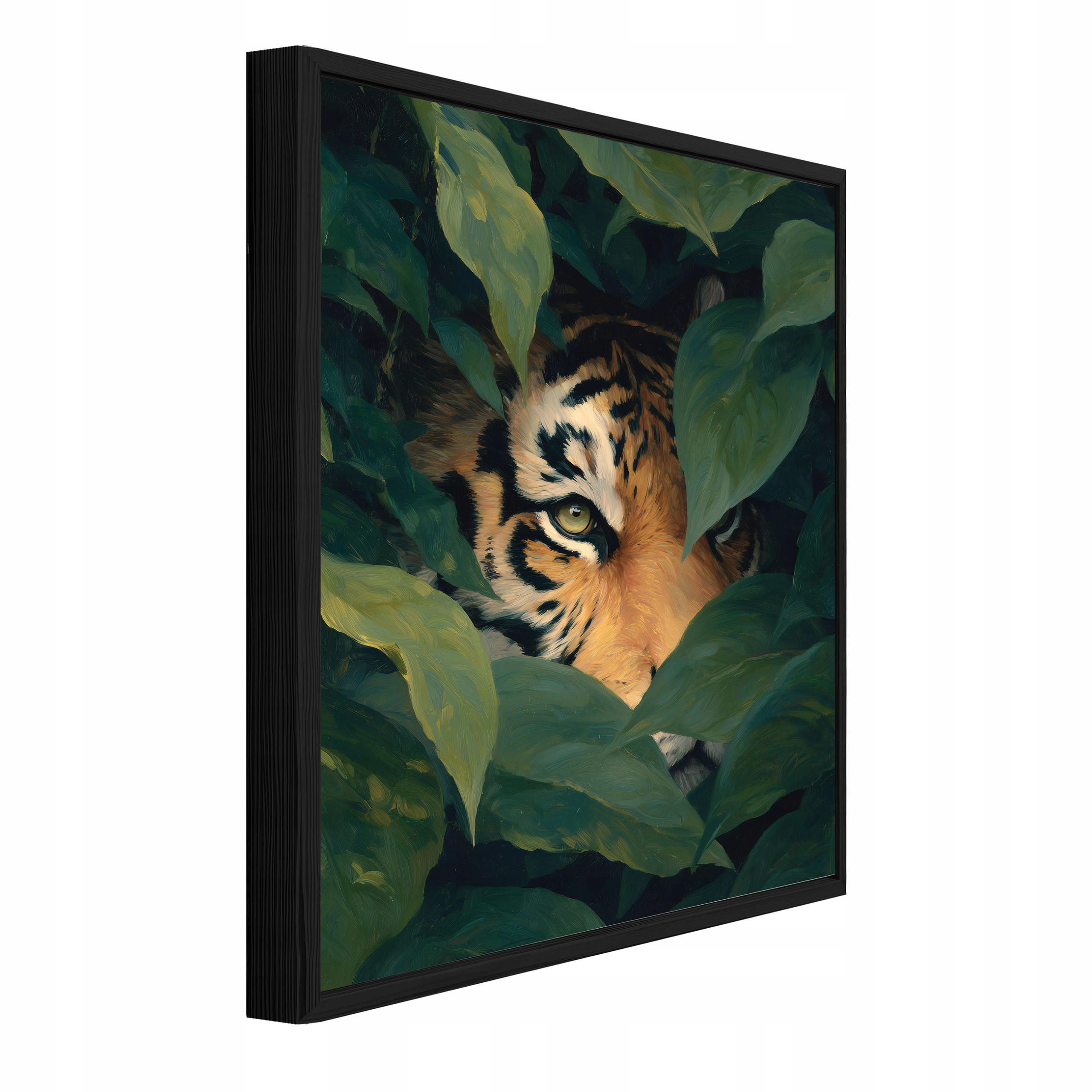 BILDER mit Rahmen Tiger Blätter Grün 80x120 cm - Multicolor, Holzwerkstoff (80/120cm) - Wallarena