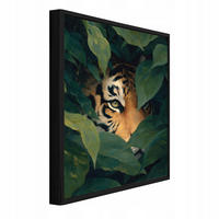 BILDER mit Rahmen Tiger Blätter Grün 80x120 cm - Multicolor, Holzwerkstoff (80/120cm) - Wallarena