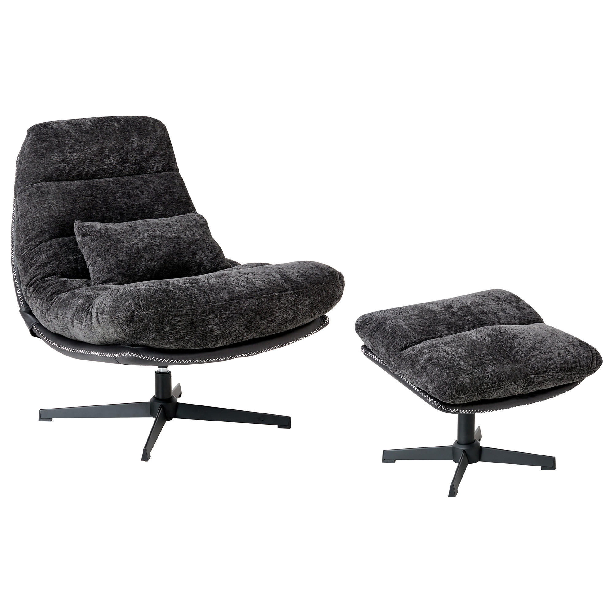 DREHSESSEL Schwarz Tovik - Schwarz, Textil (82/89/55cm) - Beliani