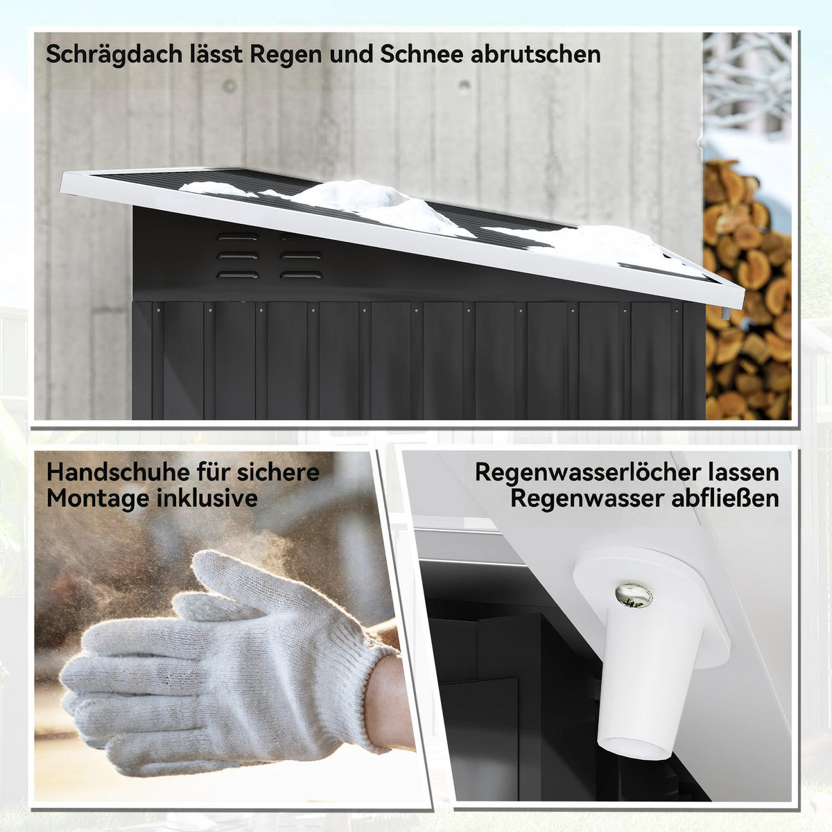 GARTENHAUS Dunkelgrau 211.0/133.0/190.0cm - Dunkelgrau, Metall (133/190/211cm)