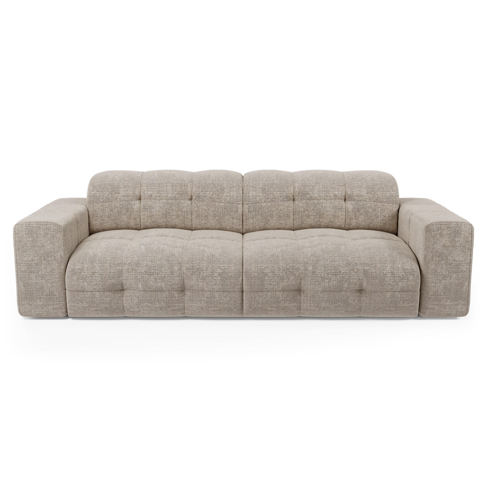 SOFA 4-SITZER geprägter Samt beige 230cm - Beige, Textil (230/85/92cm) - Sia Home